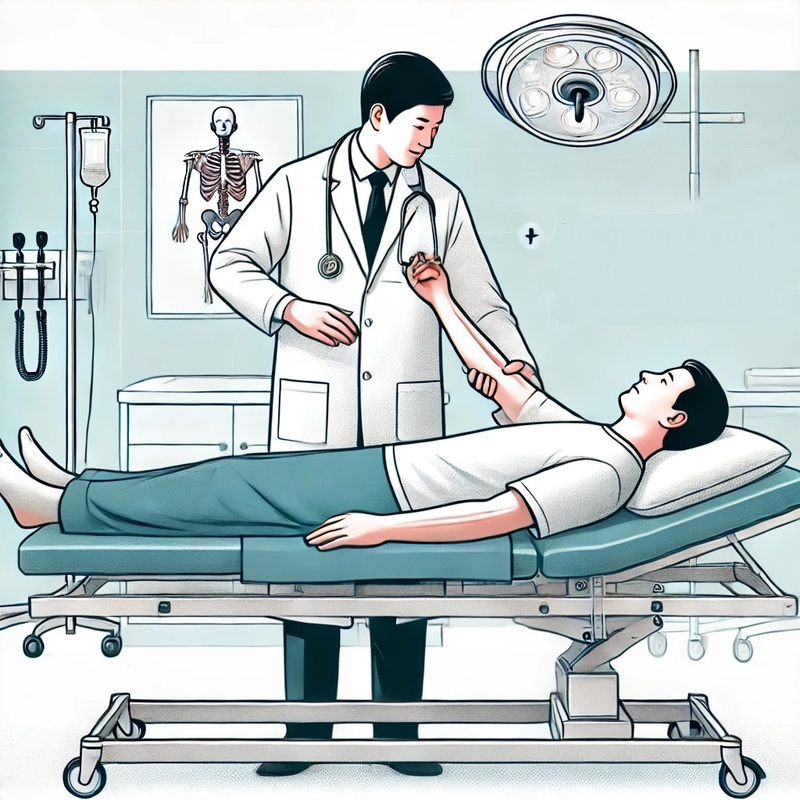 整復処置のイラスト - スティムソン法