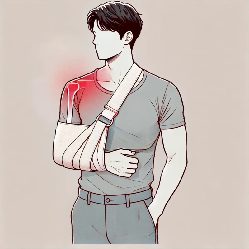 三角巾による肩の固定イラスト